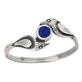 Tiger Mountain Jewelry - Two Birds With One Stone Sterling Silver Lapis Ring: 6