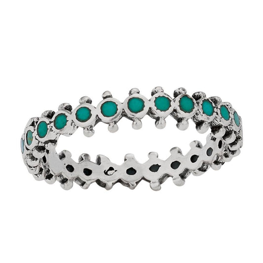 Tiger Mountain Jewelry - Dot to Dot Turquoise Sterling Silver Ring: 7