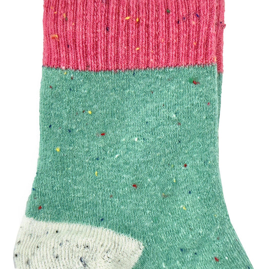 Tri-Color Speckled Cami Socks – Soft & Cozy for All Seasons: Pink - Teal - Lt Gray