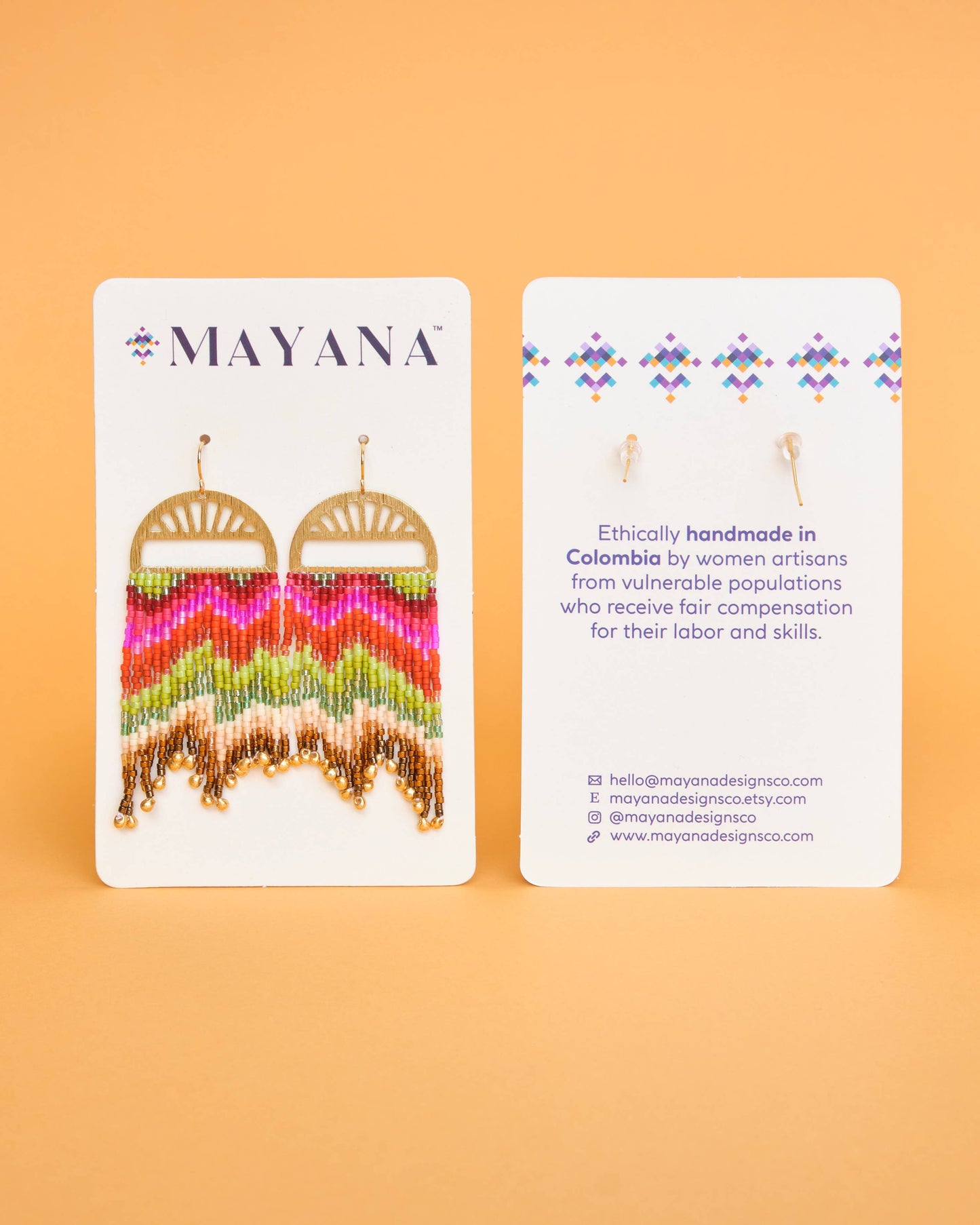 Mayana Designs Co - Beaded Handwoven Tulip Stud Pack (Teal/Citron)