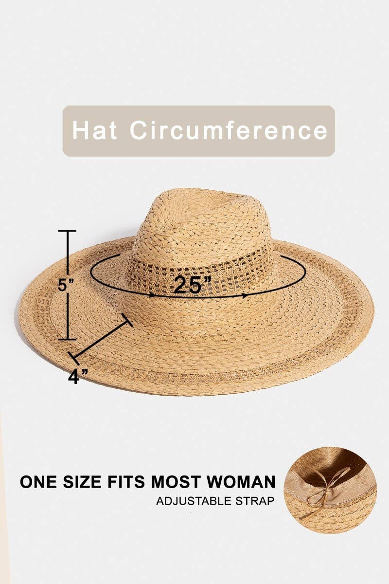 Boho Flat Brim Straw Hat: IV