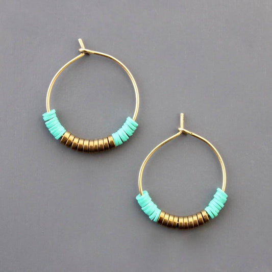 David Aubrey Jewelry - MDSE01 Green and gold hoop earrings