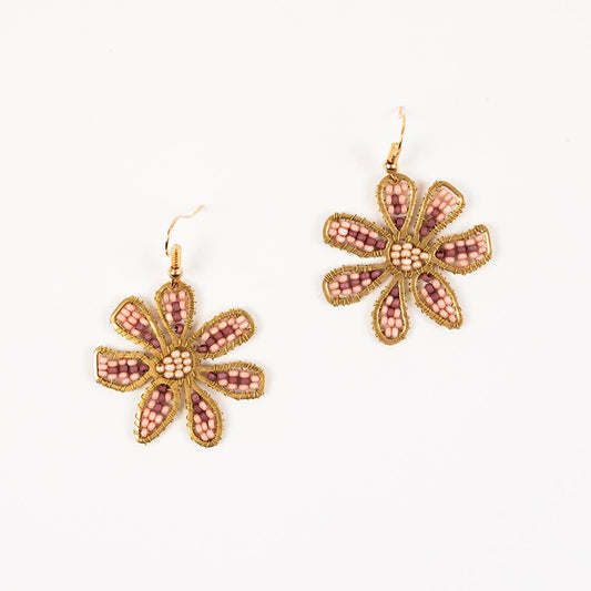 Altiplano - Beaded Daisy Earrings: Yellow