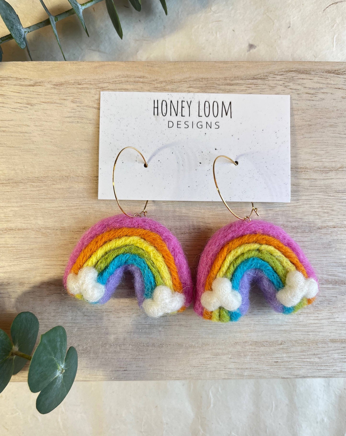 Honey Loom Designs - Rainbow Felted Earrings: Pastel