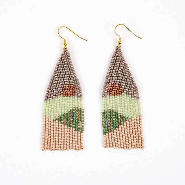 Vista Beaded Fringe Earring: Multi bronze