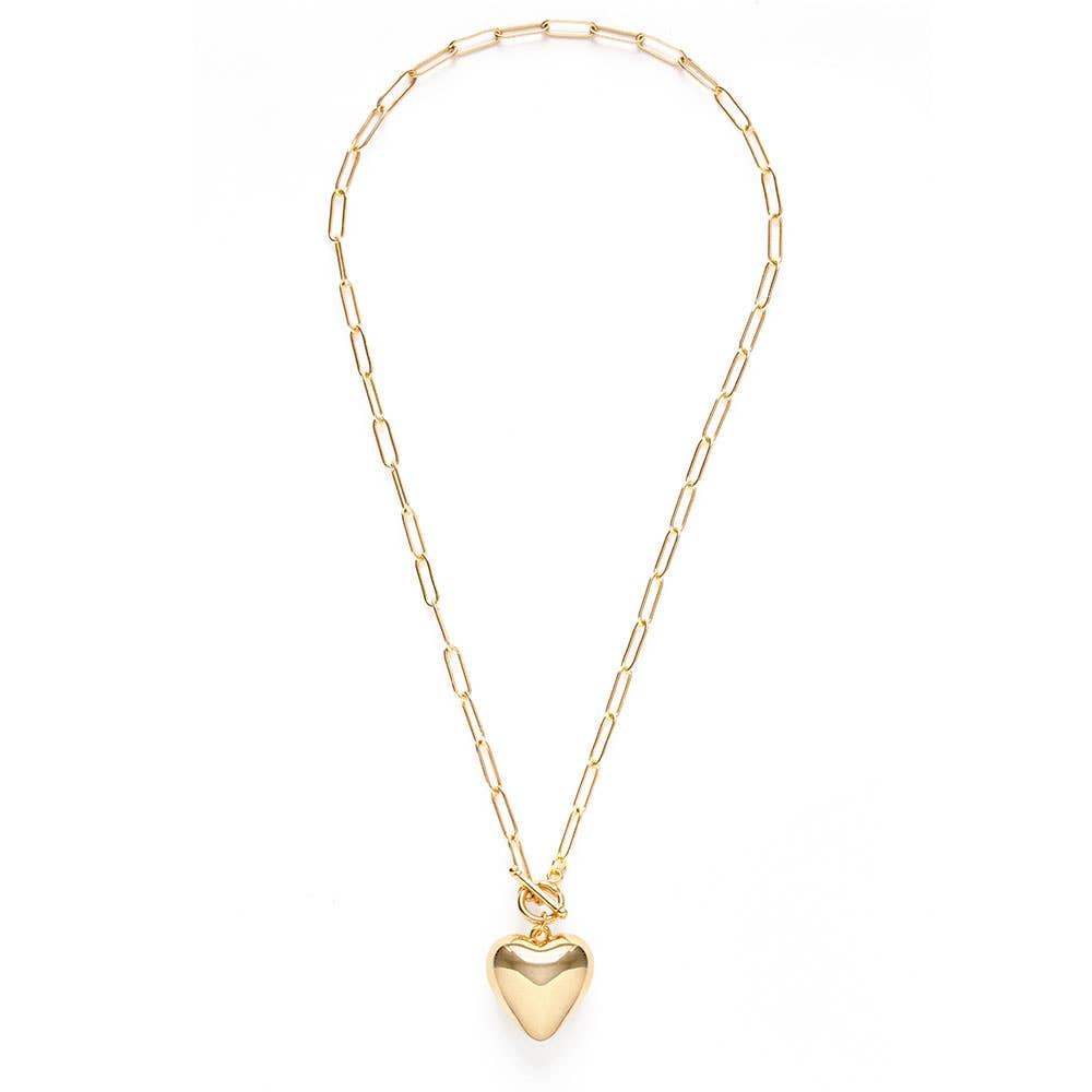 Amano Studio - Puffed Heart on Toggle Chain Necklace
