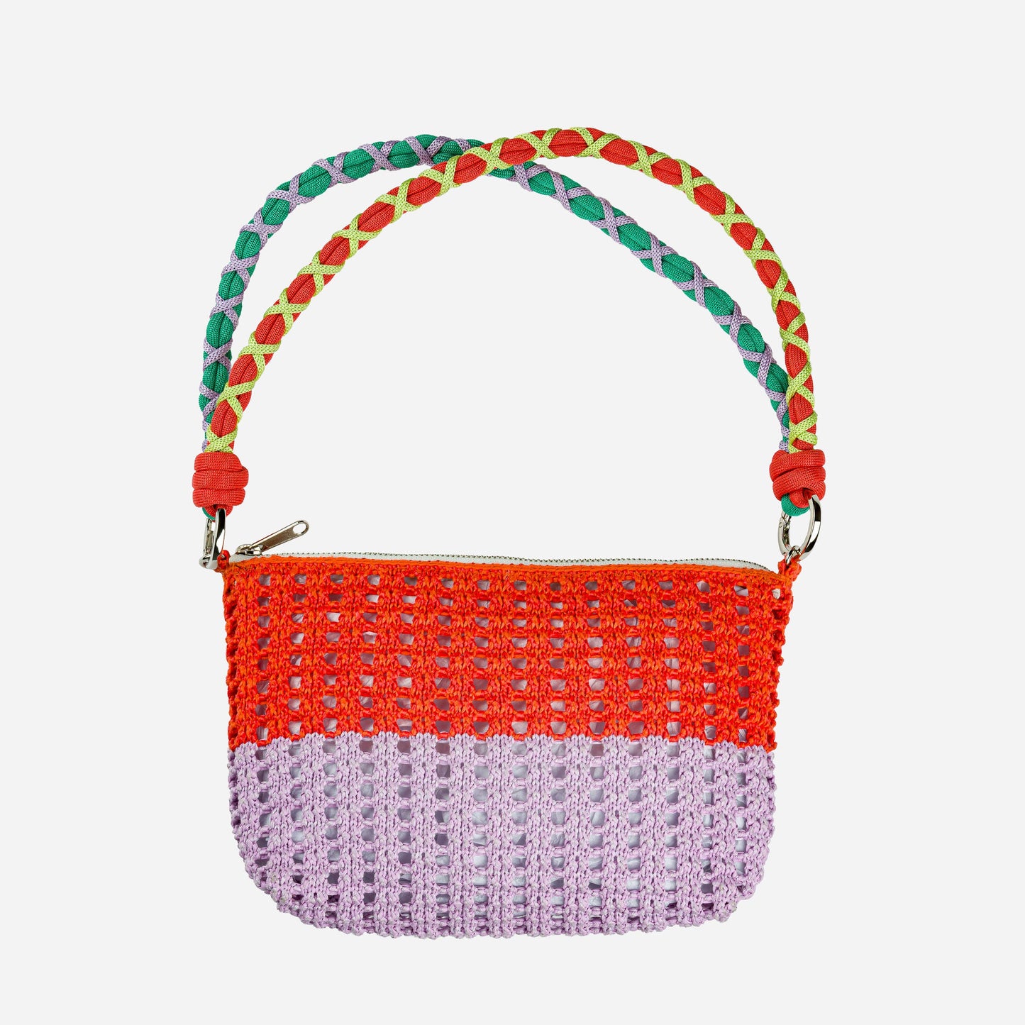 VERLOOP | knits - Colorblock Raffia Zip Bag: Poppy Lilac