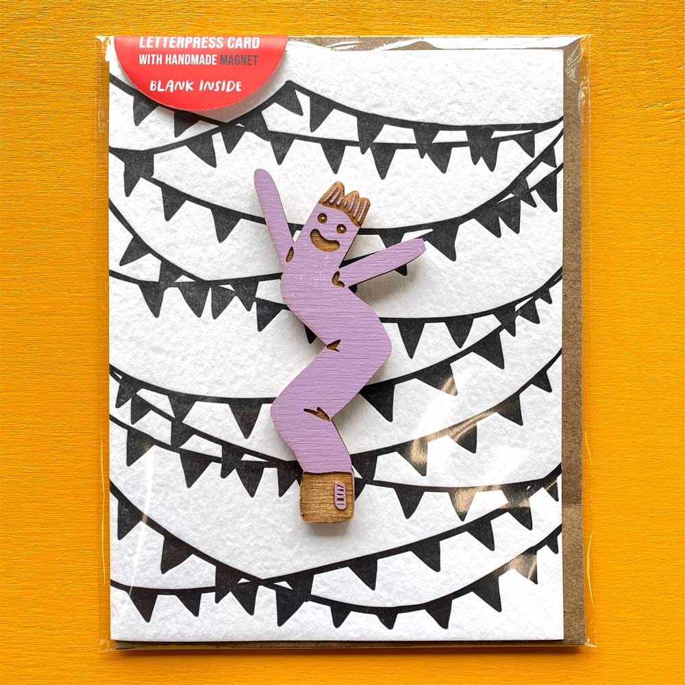 SnowMade - Air Dancer Magnet w/ Letterpres Pennant Card: Lilac