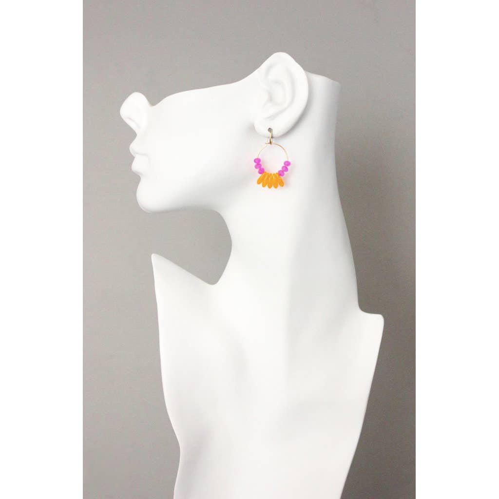 David Aubrey Jewelry - WLLE02 Pink and orange glass hoop earrings