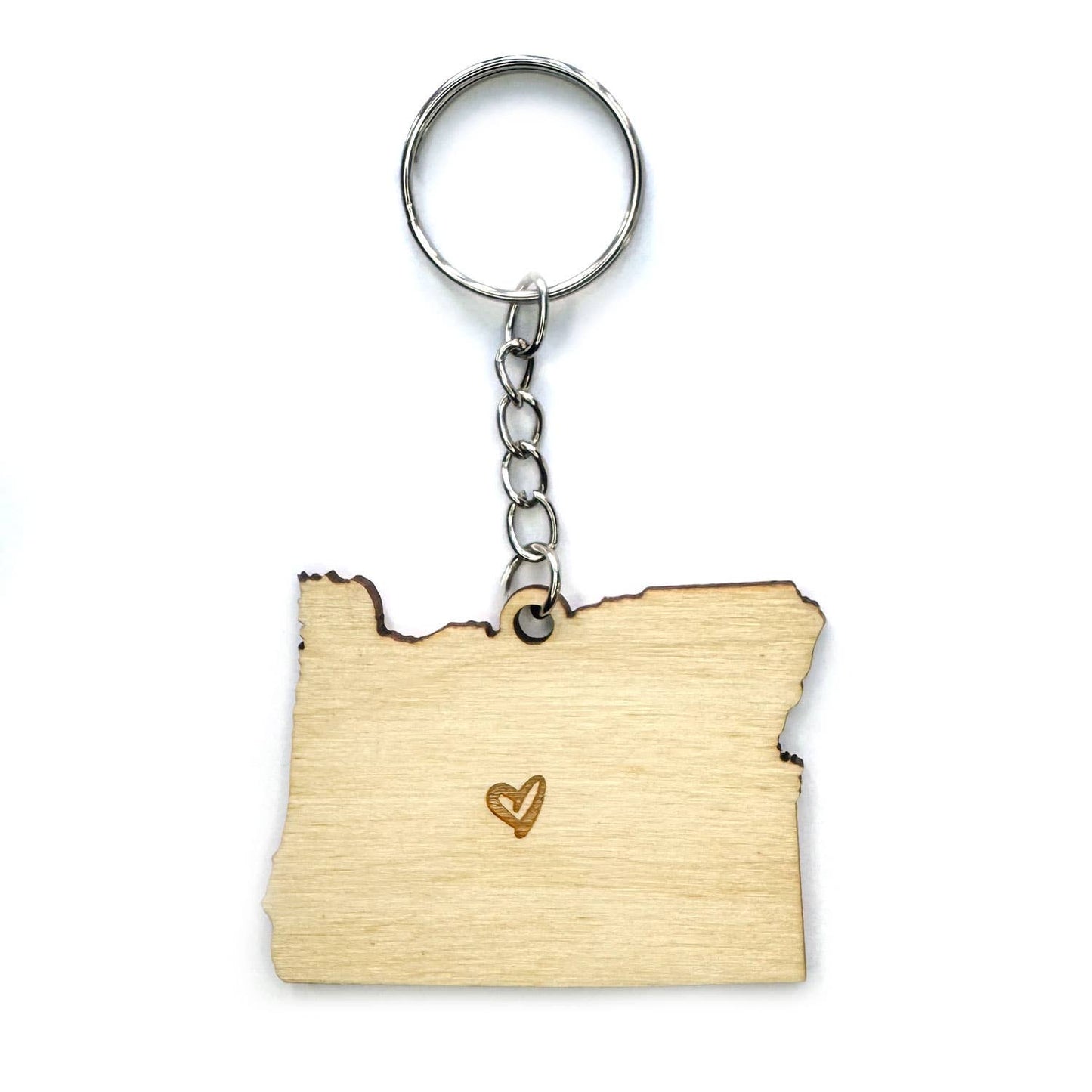 Oregon Heart Wooden Keychain – Red | Snowmade