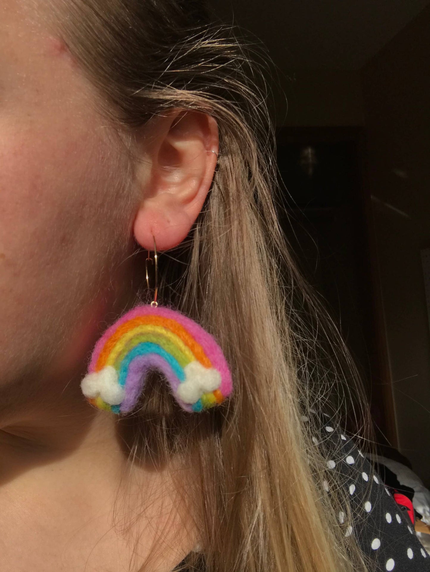 Honey Loom Designs - Rainbow Felted Earrings: Pastel