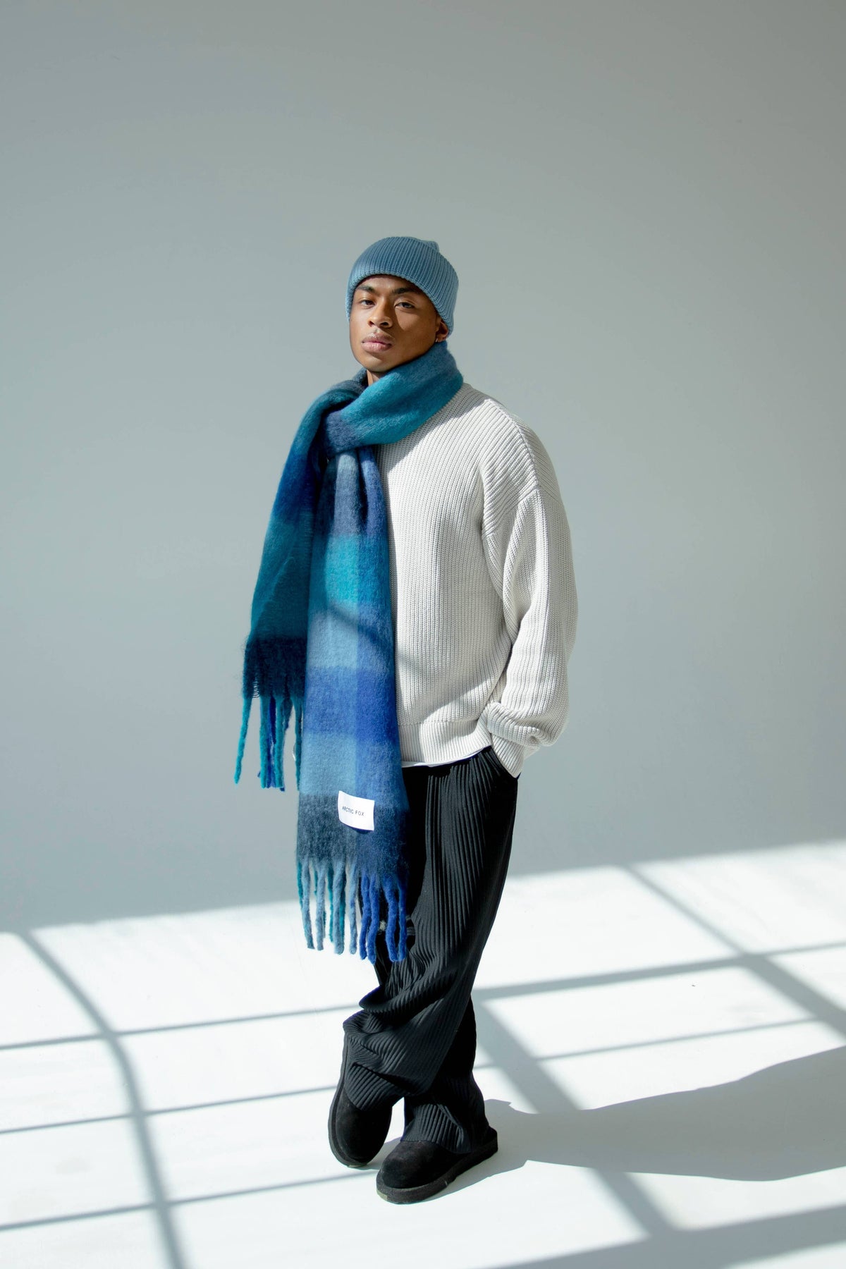 Arctic Fox & Co. - North America - The Reykjavik Scarf - 100% Recycled - Blue Check - FW26