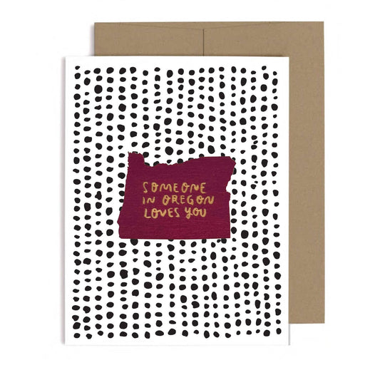 Someone in Oregon Loves You — Magnet + Greeting Card (Red)