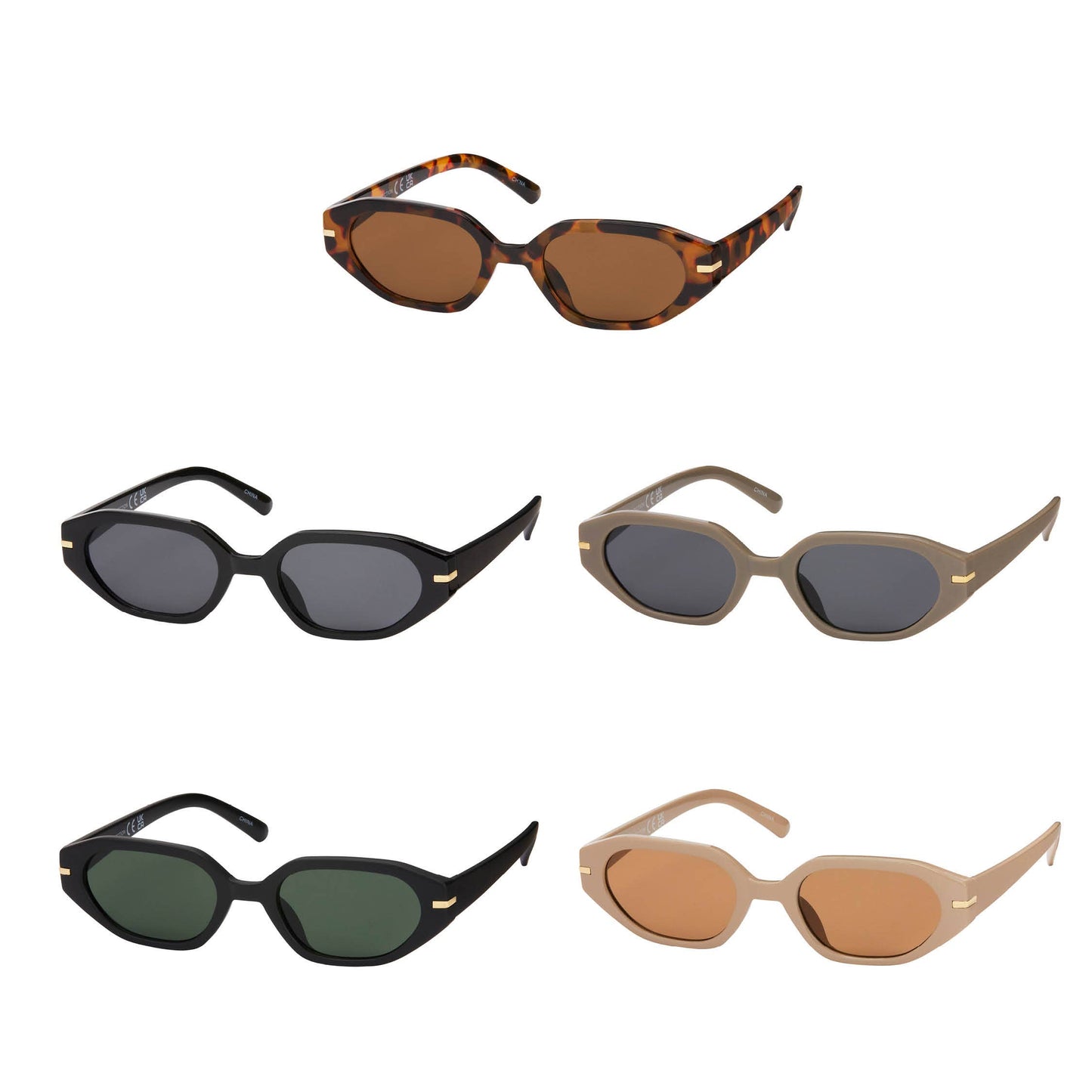 Blue Gem Sunglasses Inc - 1151 - NEW - Rose Rectangle Vintage Sunglasses