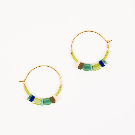 Altiplano - Tila Hoop Earrings: Green Denim