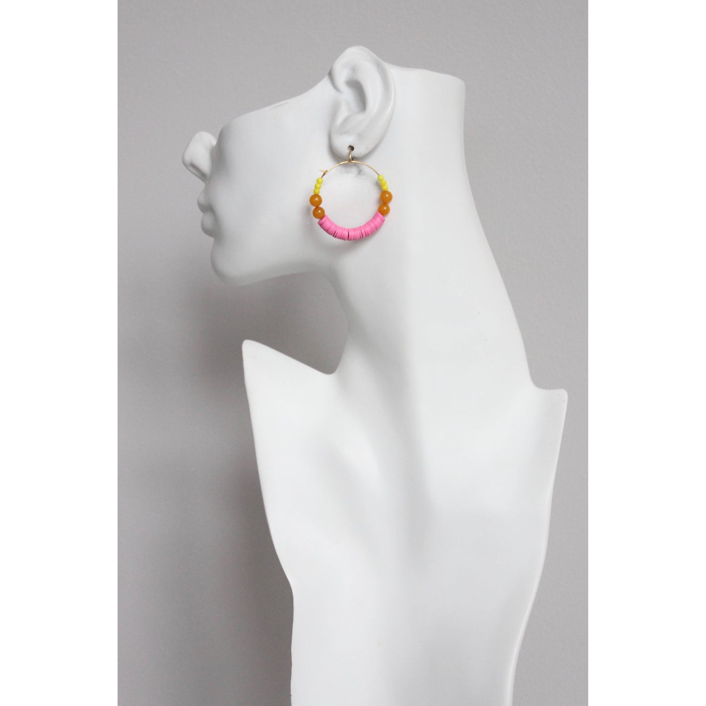 David Aubrey Jewelry - EMIE16 Pink, orange, and yellow hoop earrings