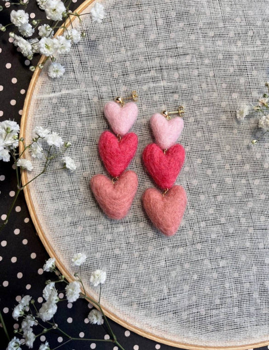 Pink Tiered Ombré Heart Earring