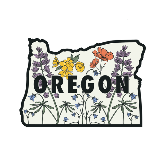 Graphic Heart - State Florals Oregon - Vinyl Sticker