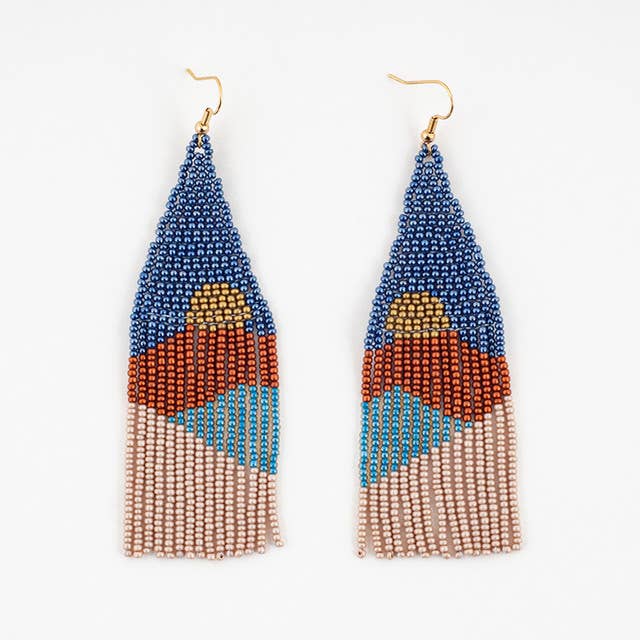 Vista Beaded Fringe Earring: Multi bronze