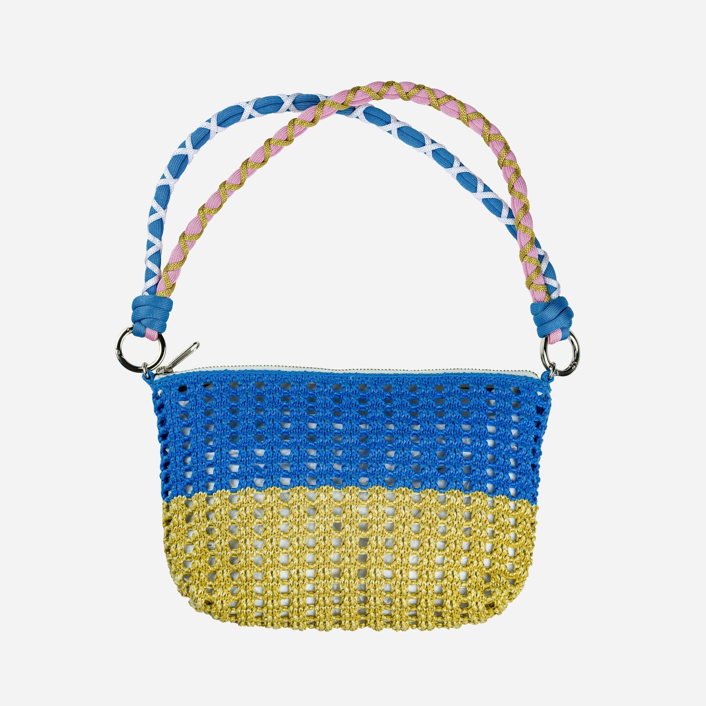 VERLOOP | knits - Colorblock Raffia Zip Bag: Poppy Lilac