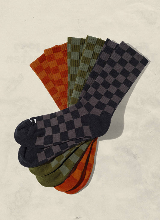 Tonal Checkerboard Socks (+4 Colors): Rust
