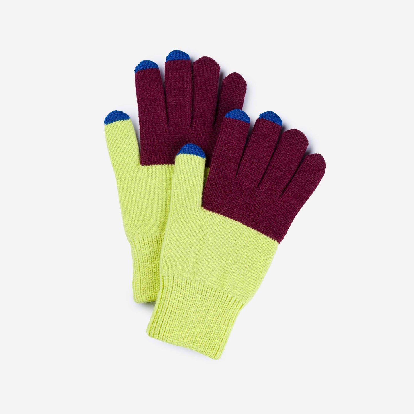 VERLOOP | knits - Colorblock Knit Touchscreen Gloves: Jade Yellow