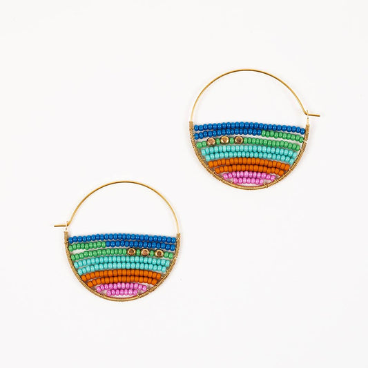 Altiplano - Layered Stripes Bead Hoop Earrings: Up Beat