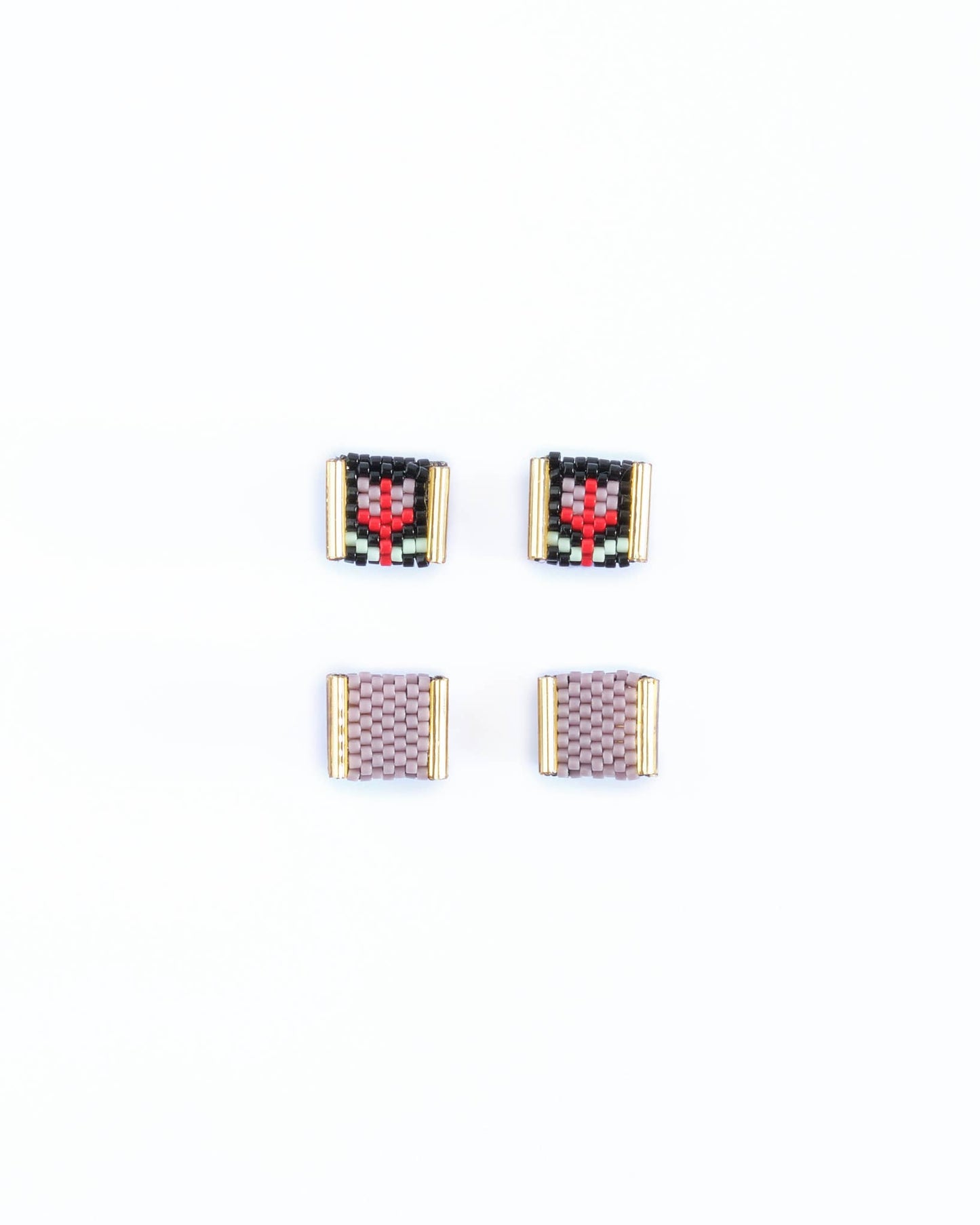 Mayana Designs Co - Beaded Handwoven Tulip Stud Pack (Teal/Rust)