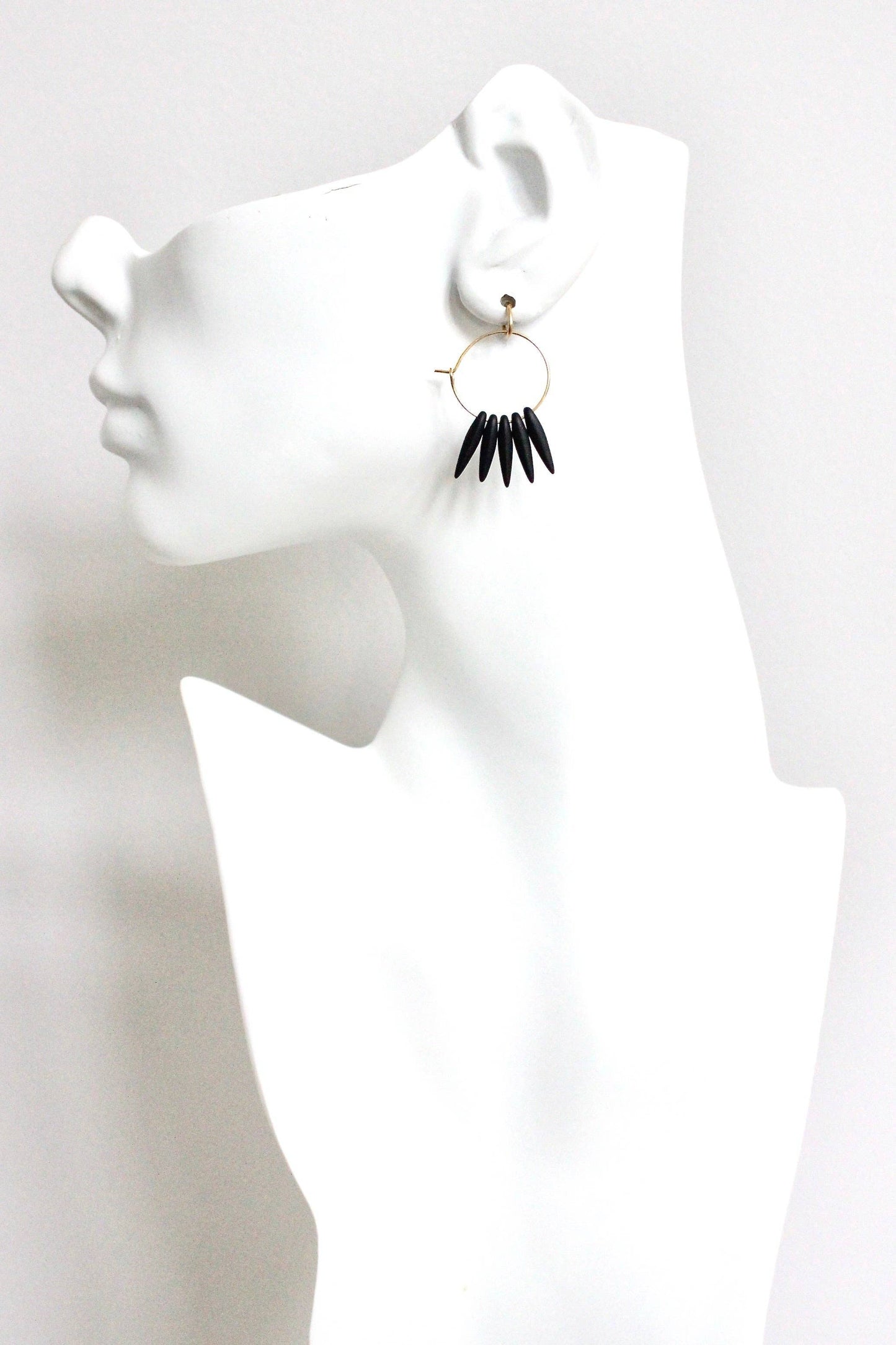 David Aubrey Jewelry - HYLE06 Black spike glass hoops