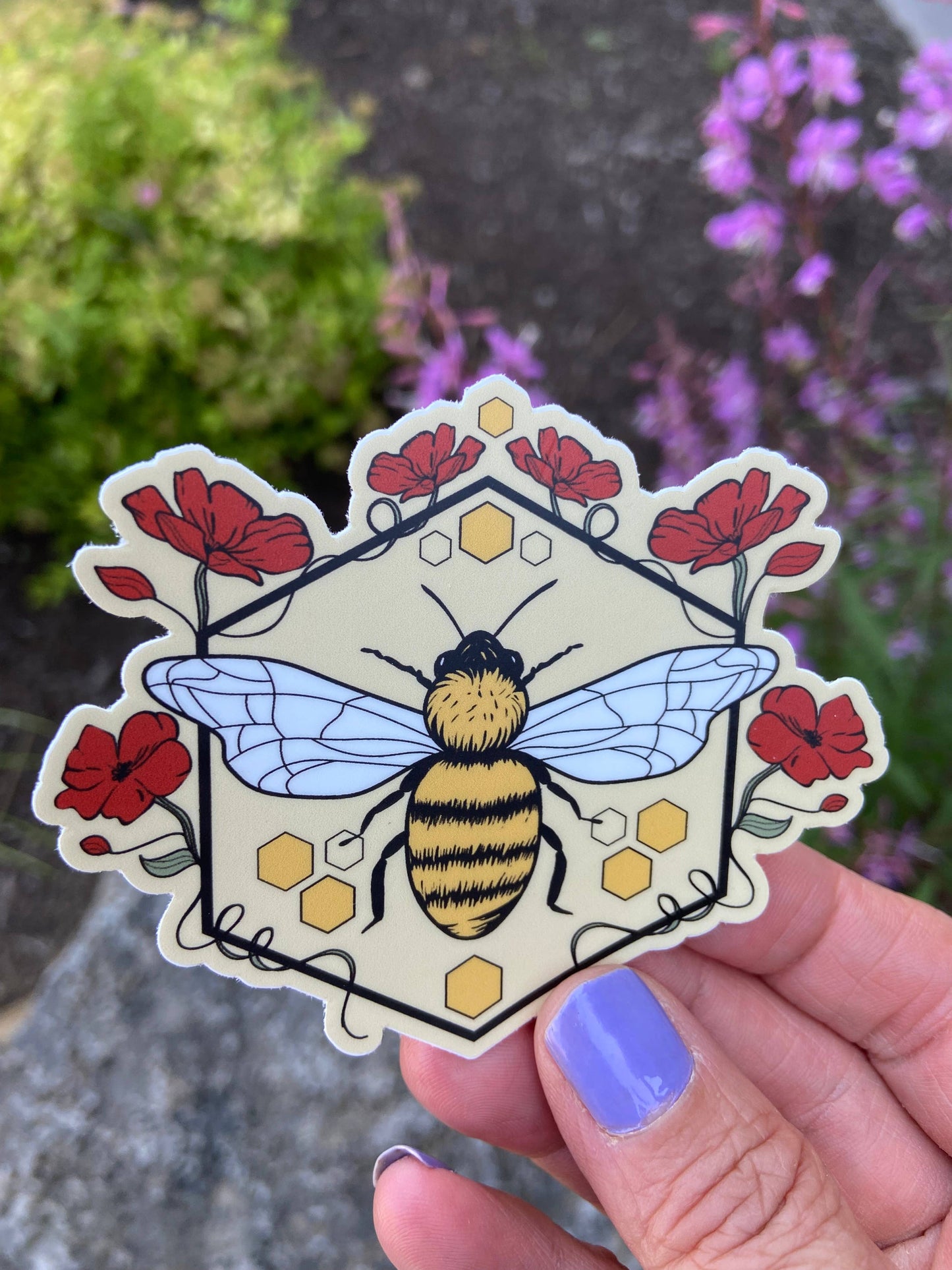 Graphic Heart - Floral Bee - Vinyl Sticker