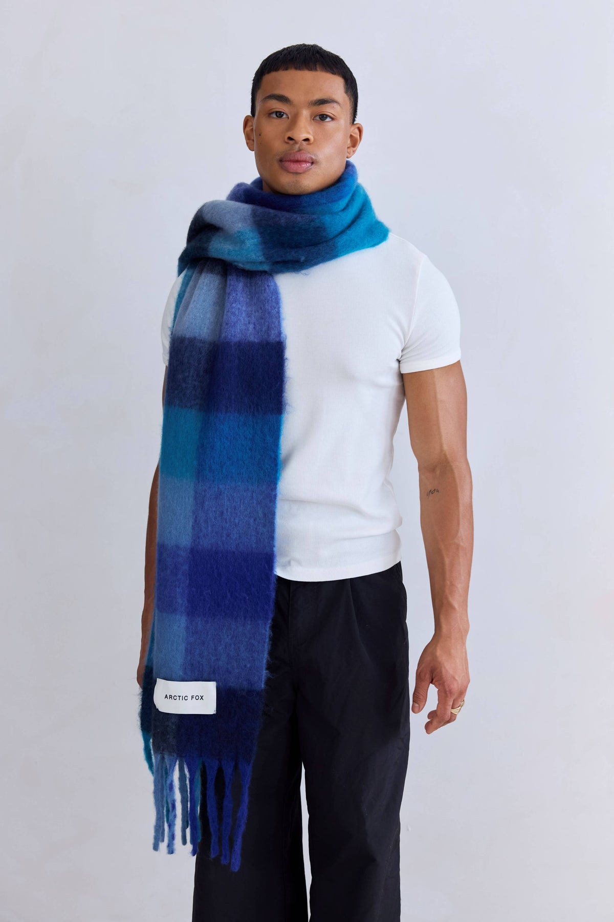 Arctic Fox & Co. - North America - The Reykjavik Scarf - 100% Recycled - Blue Check - FW26
