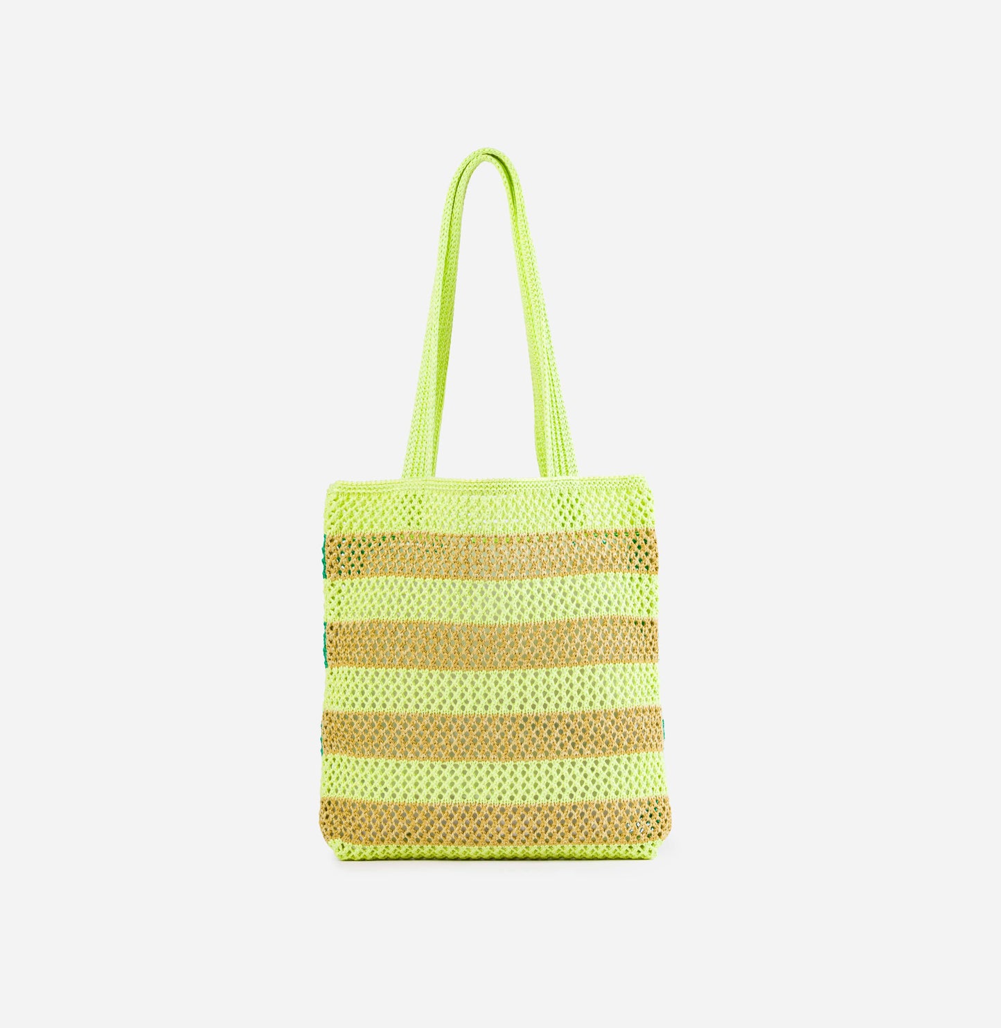 VERLOOP | knits - Stripe Raffia Tote: Lime Green