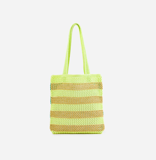 VERLOOP | knits - Stripe Raffia Tote: Lime Green