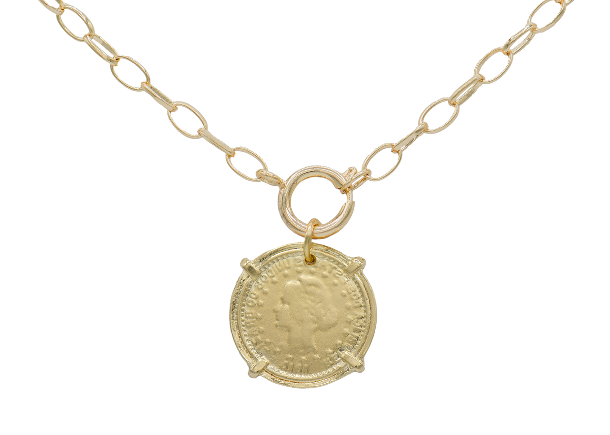 Marcia Moran - Novalie 18k Gold Plated Vintage Coin Pendant Necklace