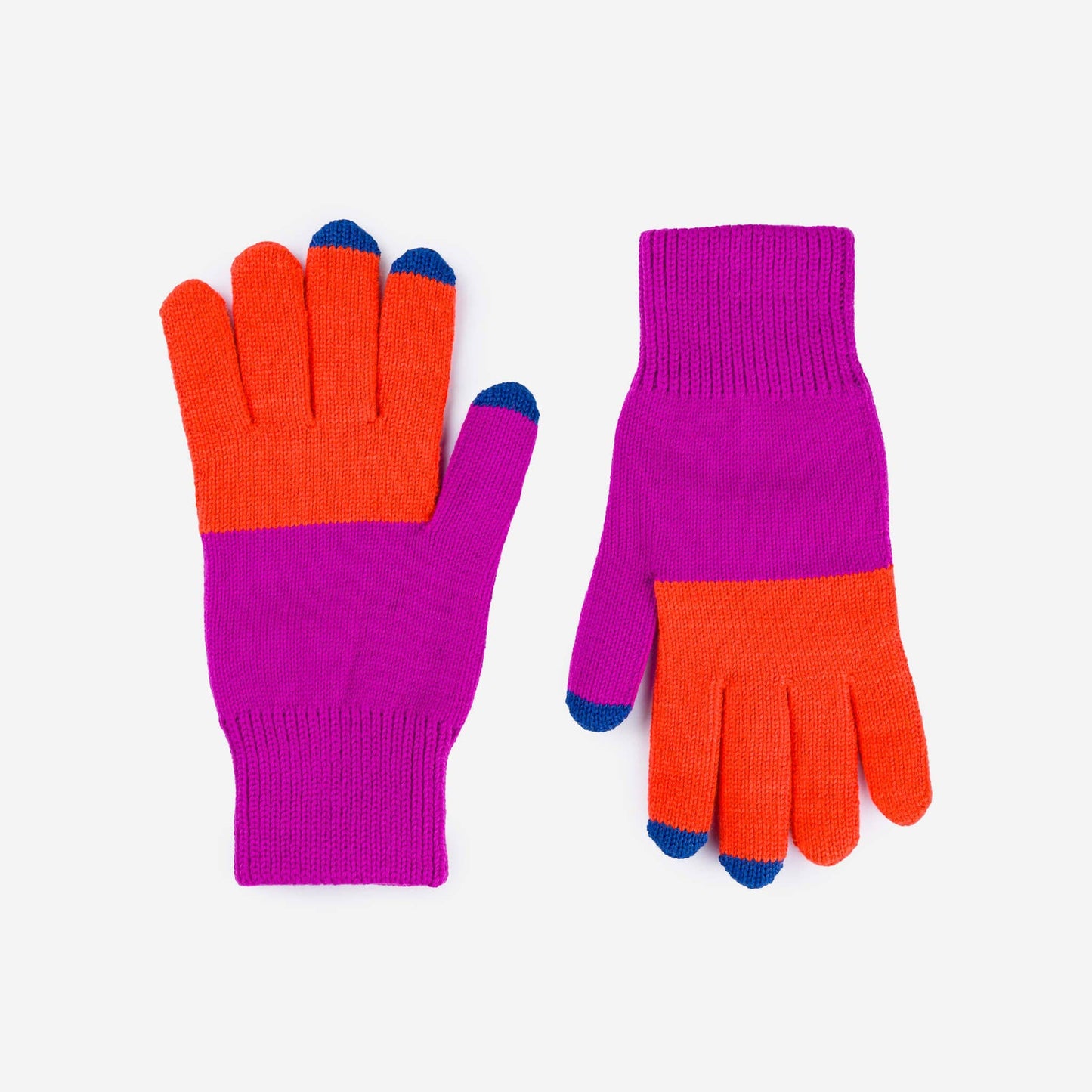 VERLOOP | knits - Colorblock Knit Touchscreen Gloves: Teal Lilac