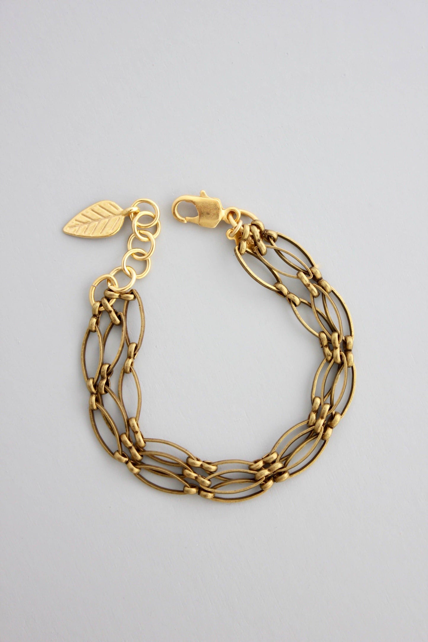 David Aubrey Jewelry - DORB10 Triple Strand Oxidized Brass Chain Bracelet