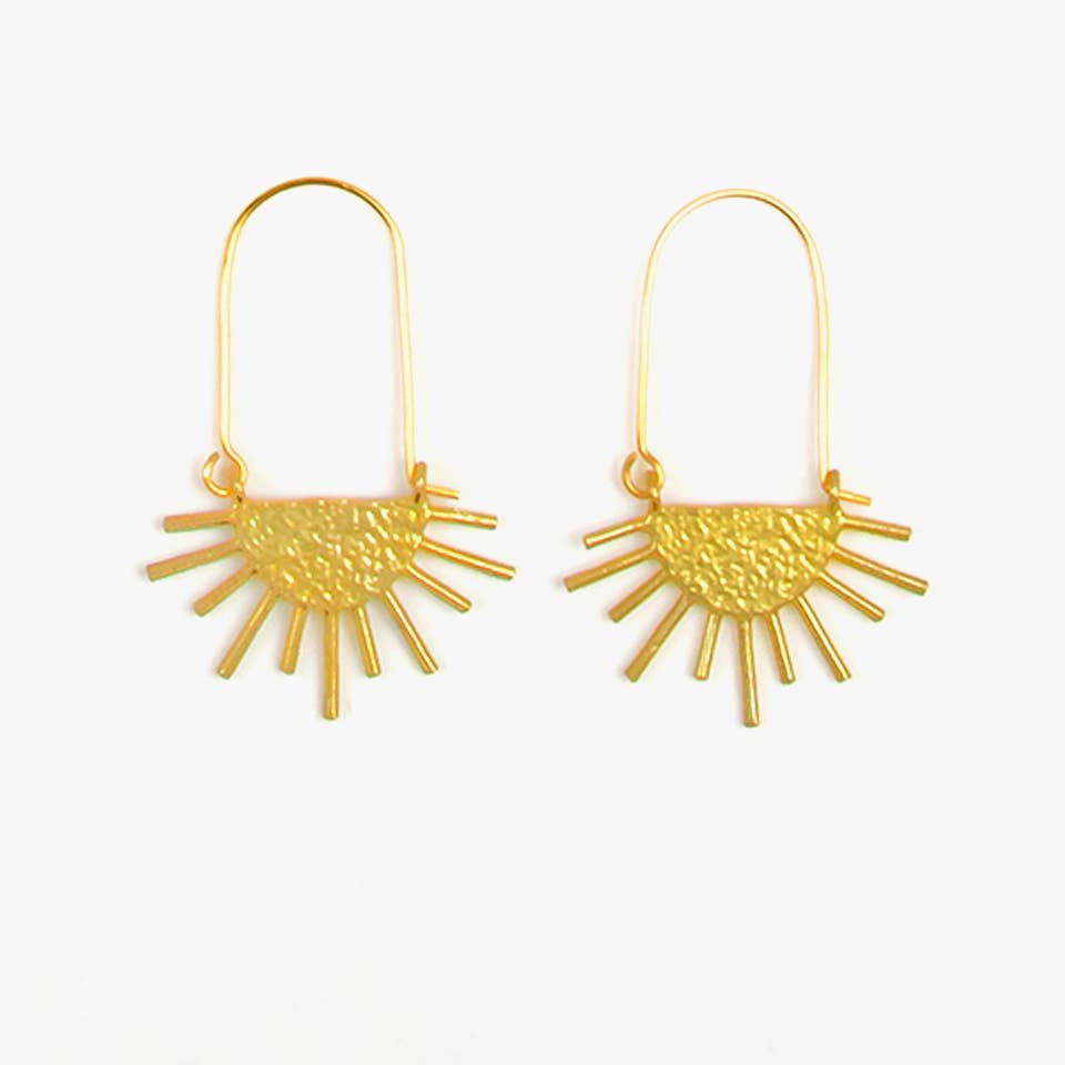 Altiplano - Sun Ray Long Hoop Earrings: Sliver