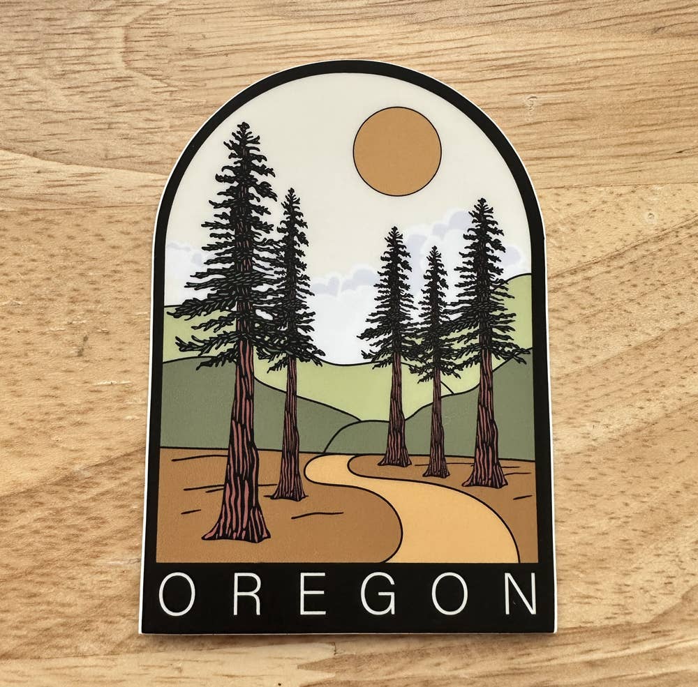 Graphic Heart - Forest Path Oregon - Vinyl Sticker