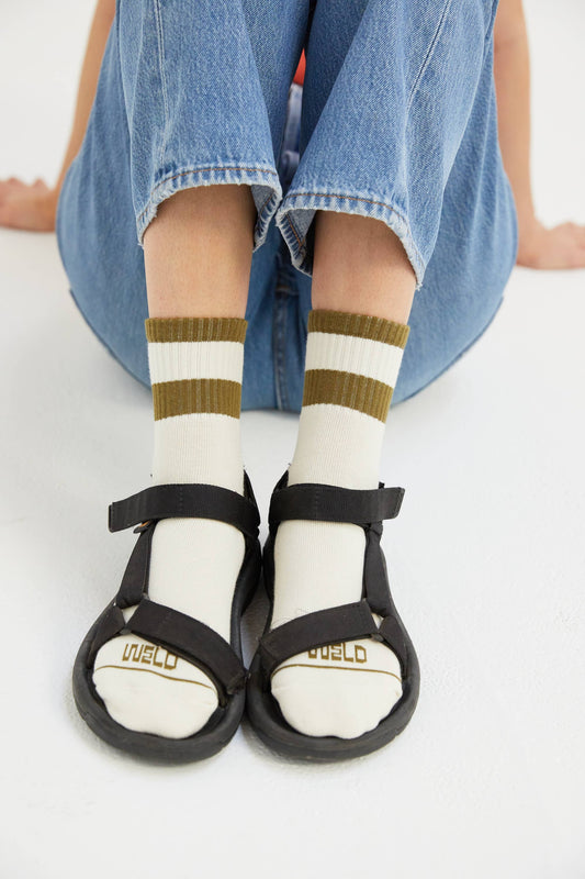 Striped Quarter Socks: Rust