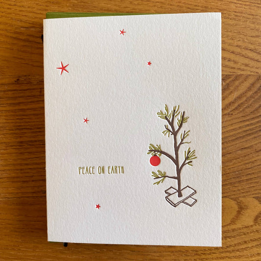 Holiday Letterpress Card Charlie Brown Tiny Tree
