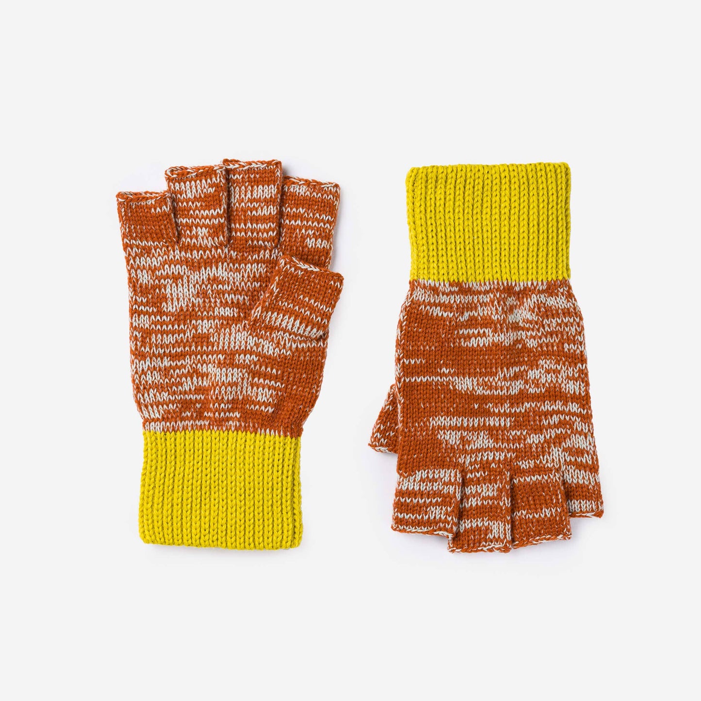 VERLOOP | knits - Colorblock Fingerless Gloves: Yellow Pink