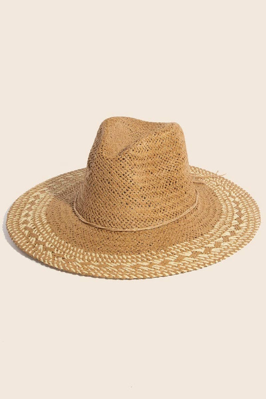 Two Tone Floppy Boho Straw Hat: IVKA