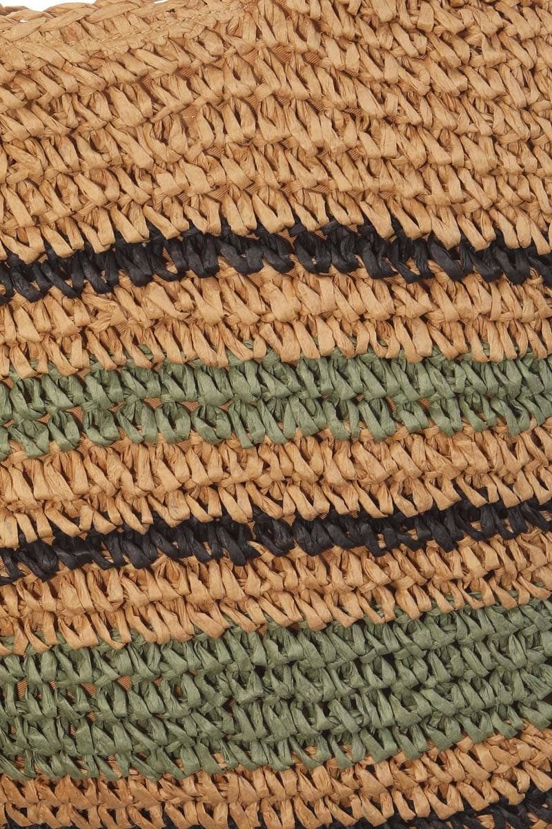 Striped Straw Braided Tote Bag: IV