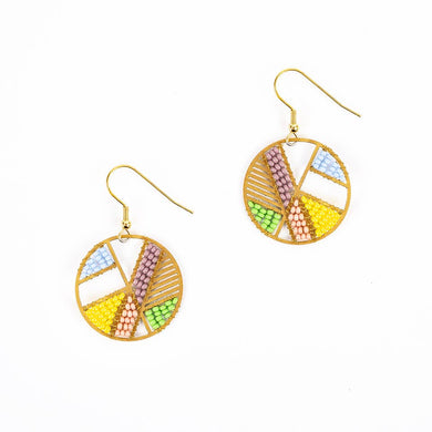 Altiplano - Patchwork Disc Earrings - Pastel Green