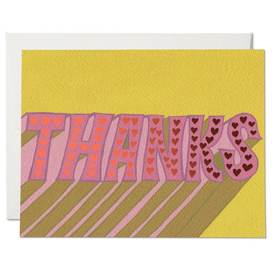 Red Cap Cards - Hearts thank you greeting card