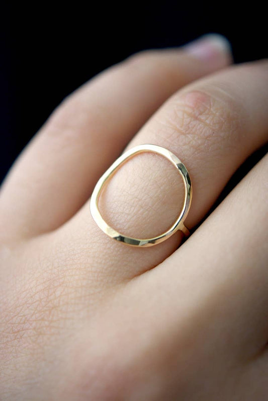 Hannah Naomi - Thick Circle Ring in 14k Gold Fill: Hammered / 7