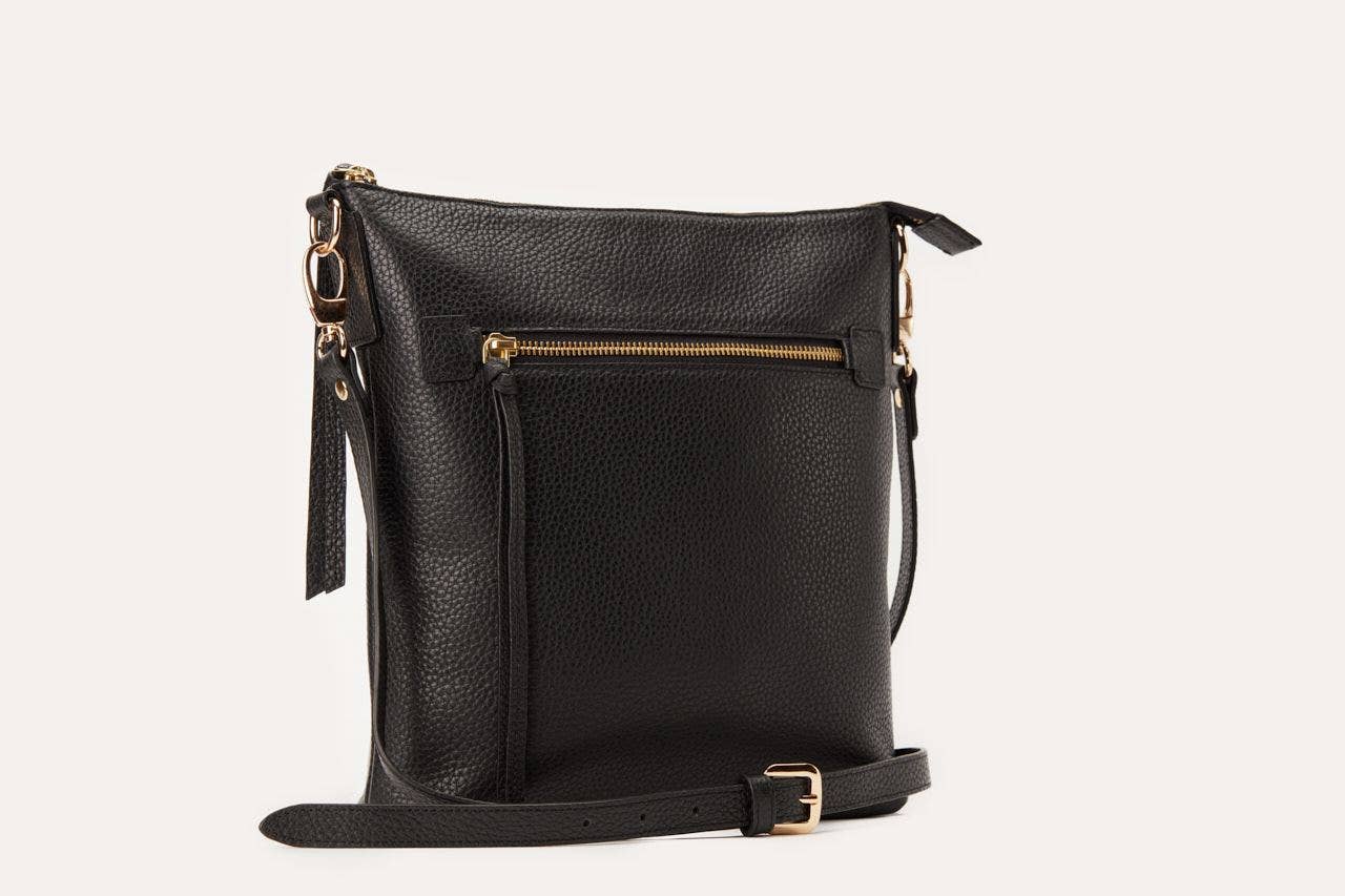 Kiko Leather - Black Pebble Crossbody Bag