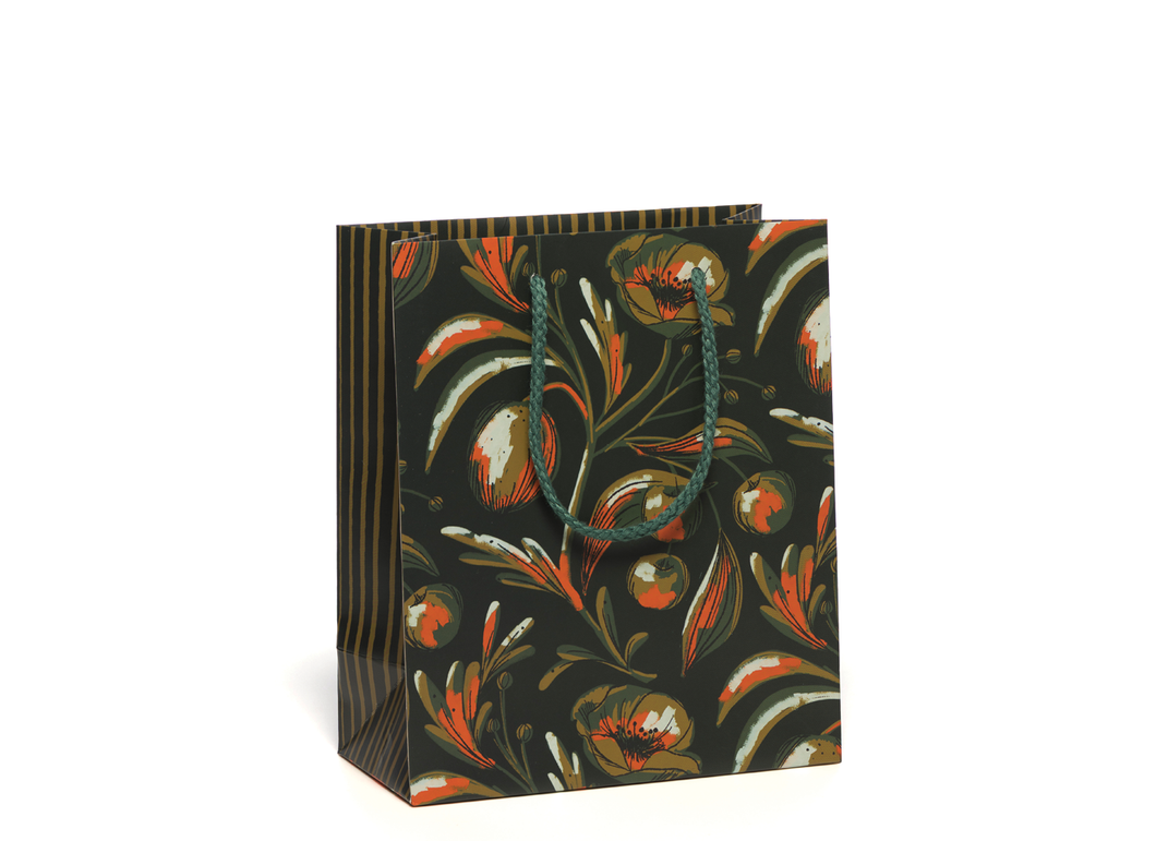 Red Cap Cards - Midnight Flowers holiday gift bag