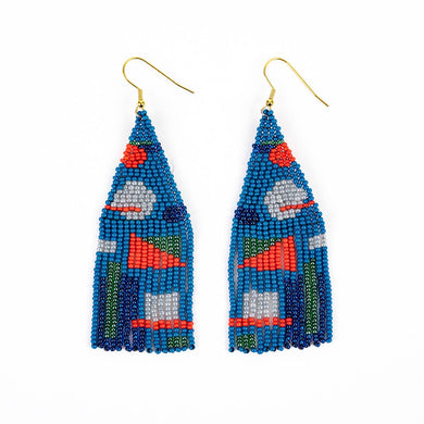 Altiplano - Shapes Fringe Earrings - Blue Pop