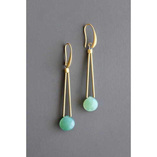 David Aubrey - Green chalcedony geometric earrings